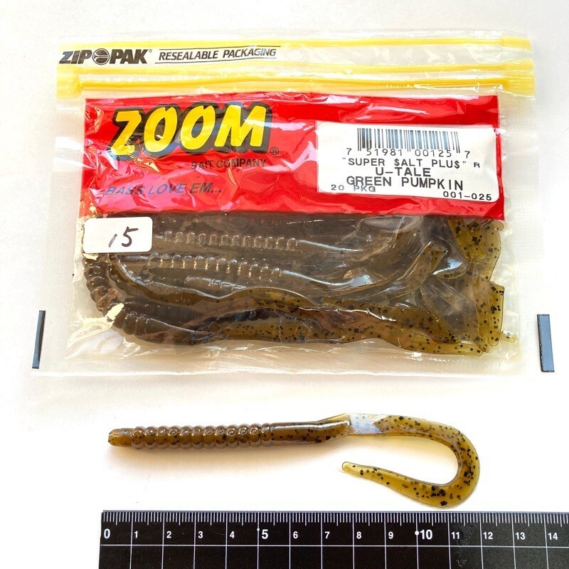 817184 ZOOM/ZBC Uテール １５本 #グリーンパンプキン ZOOM BAIT COMPANY U-TALE ユーテール　【状態 A/C】_画像1
