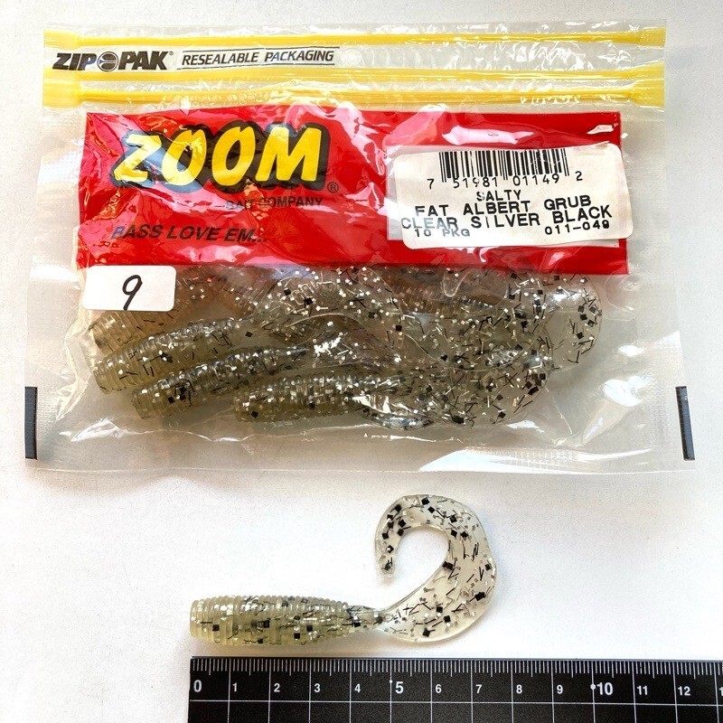 817195 ZOOM/ZBC ファットアルバートグラブ ９本 #クリアーシルバーブラック ZOOM BAIT COMPANY ズーム　【状態 A/C】_画像1