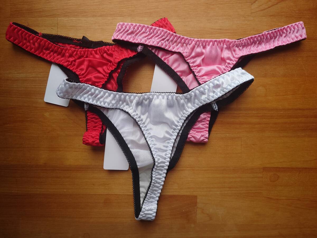 【新品】レディース Tバック ショーツ 3枚セット Mサイズ トリコット レッド ホワイト_画像2