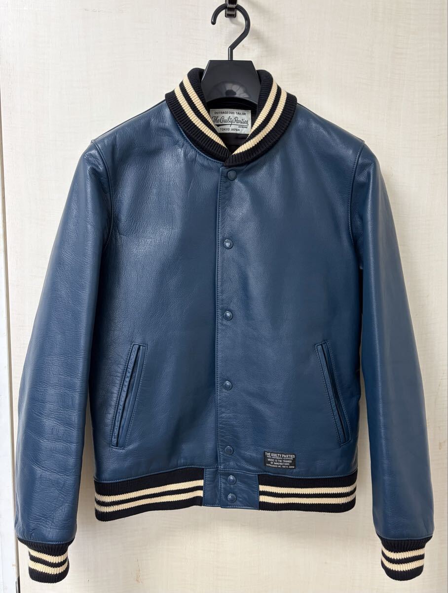ワコマリア　WACKO MARIA レザー スタジャン　 ネイビー 本革　 ジャケット　 ブルゾン_画像1