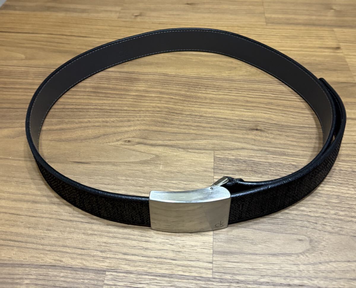 美品　カルバンクライン　Calvin Klein ベルト 黒 ビジネス バックル レザーベルト ブラック イタリア製_画像4