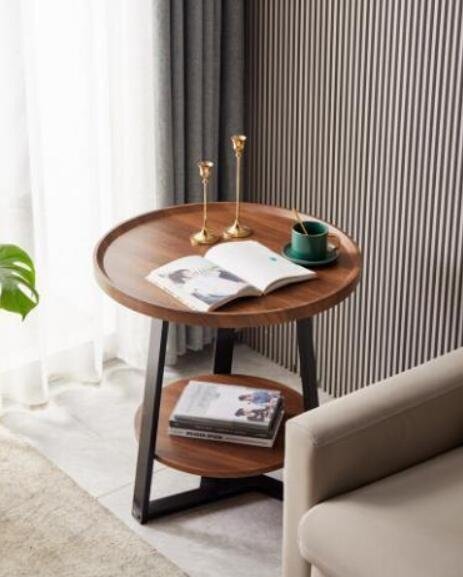 高級家具◆ サイドテーブル 丸形 別荘 卓 ナイトテーブル リビング 北欧 木製 コーヒーテーブル 贅沢_画像4