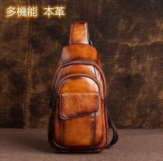 メンズバッグ 牛革 ボディバッグ 本革 登山旅行 アウトドア ワンショルダー 斜めがけバッグ おしゃれ 軽量 大容量 通勤 収納可能_画像1