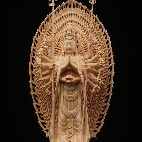  первоклассный товар буддизм изобразительное искусство тысяч рука . звук бодисатва точный скульптура изображение Будды рука резьба по дереву дерево гравюра изображение Будды .. рука отделка товар 43cm