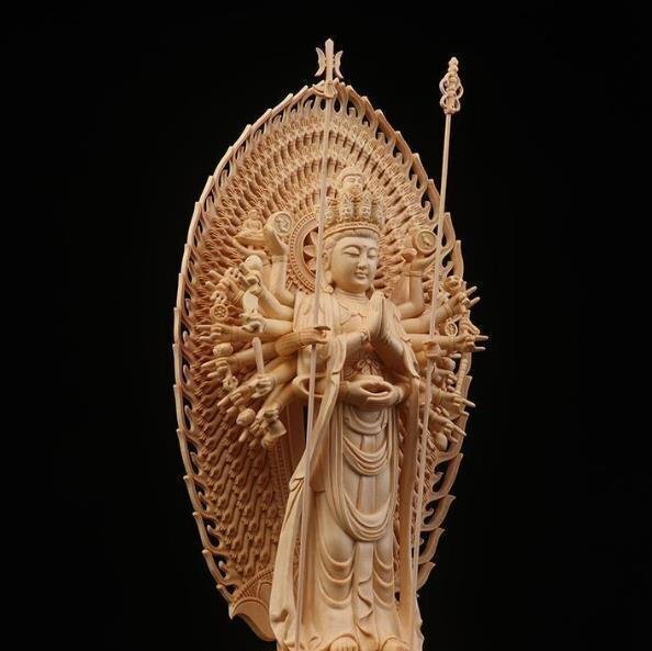  первоклассный товар буддизм изобразительное искусство тысяч рука . звук бодисатва точный скульптура изображение Будды рука резьба по дереву дерево гравюра изображение Будды .. рука отделка товар 43cm