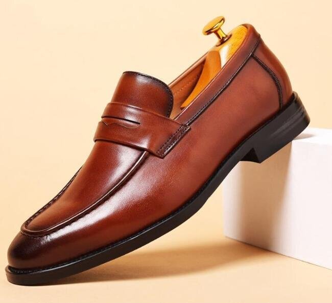  красивый бизнес обувь мужской обувь натуральная кожа обувь кожа обувь платье обувь работник ручная работа телячья кожа джентльмен обувь ^ чай цвет 