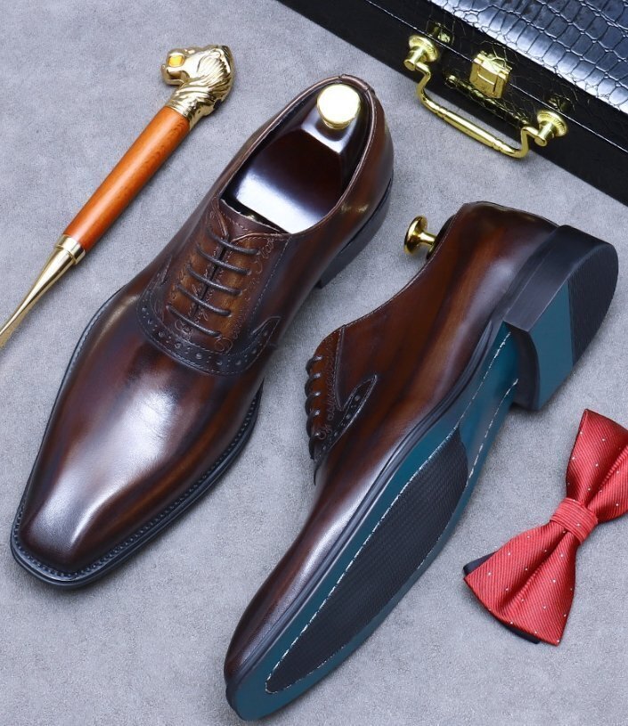 新品イングランド式ビジネスシューズ メンズシューズ ☆本革シューズ 革靴☆職人手作り 牛革 紳士靴 24-27cm_画像4