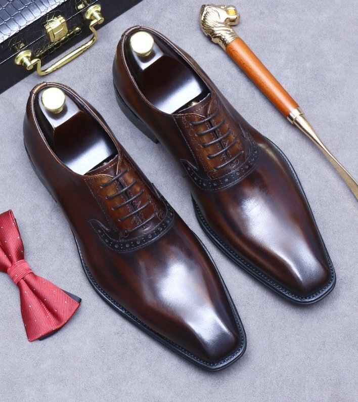 新品イングランド式ビジネスシューズ メンズシューズ ☆本革シューズ 革靴☆職人手作り 牛革 紳士靴 24-27cm_画像1