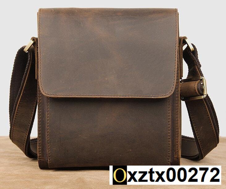 超人気!本革ショルダーバッグ メンズ レザー アンティーク 斜め掛け鞄 メッセンジャーバッグ 厚みレザー 縦型 iPad収納_画像1