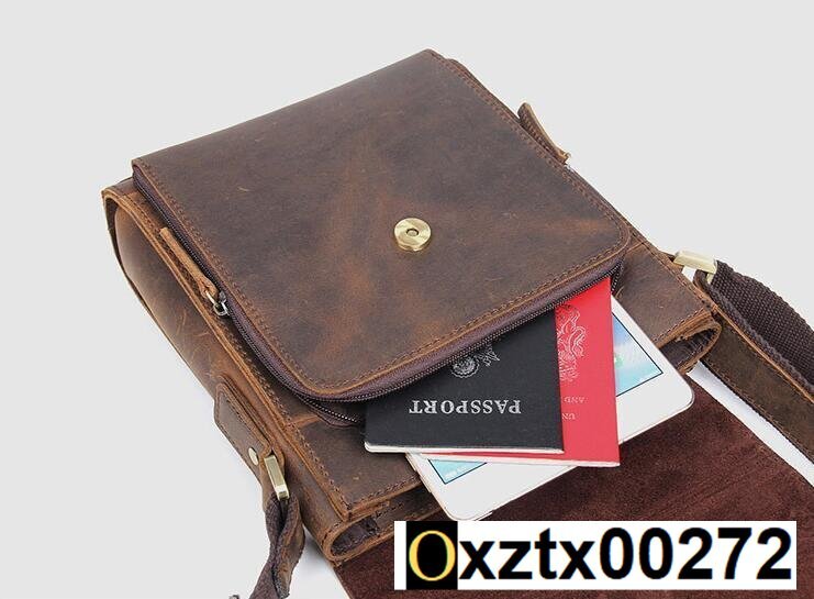 超人気!本革ショルダーバッグ メンズ レザー アンティーク 斜め掛け鞄 メッセンジャーバッグ 厚みレザー 縦型 iPad収納_画像4