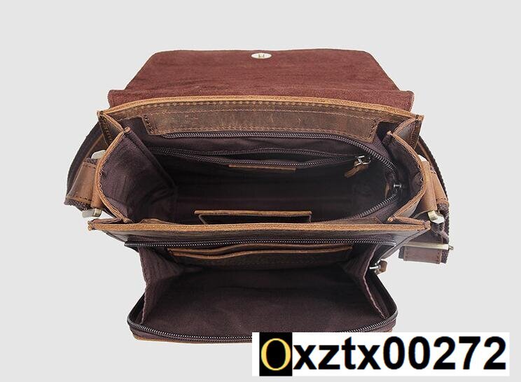 超人気!本革ショルダーバッグ メンズ レザー アンティーク 斜め掛け鞄 メッセンジャーバッグ 厚みレザー 縦型 iPad収納_画像5