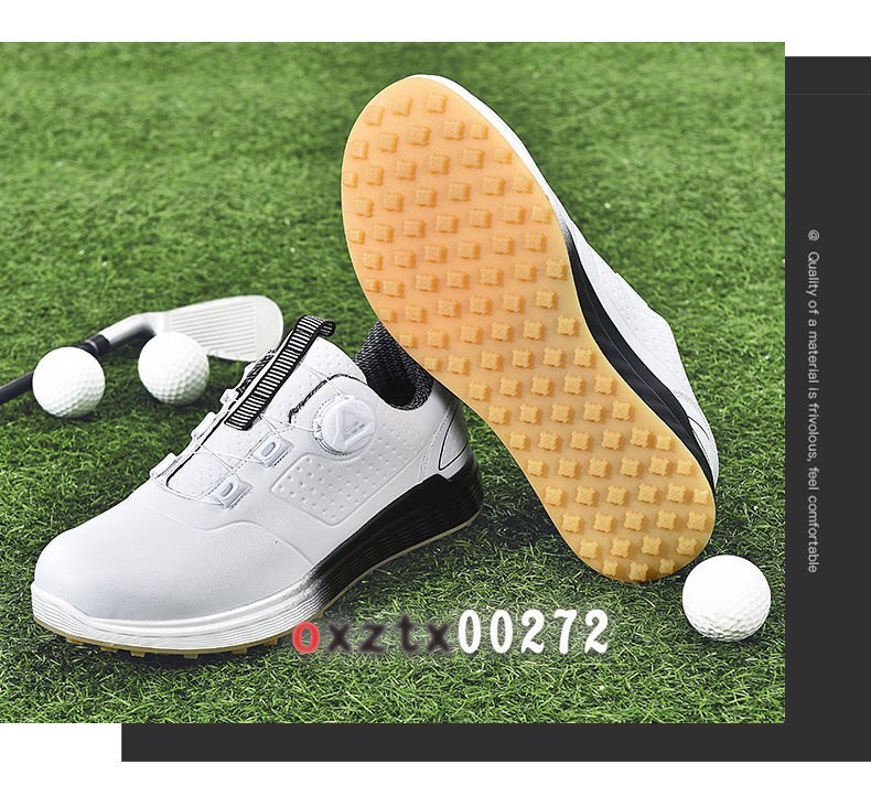  туфли для гольфа мужской натуральная кожа водонепроницаемый автоматика вращение эластичный колодка гонки гвоздь нет предотвращение скольжения для мужчин и женщин туфли для гольфа 