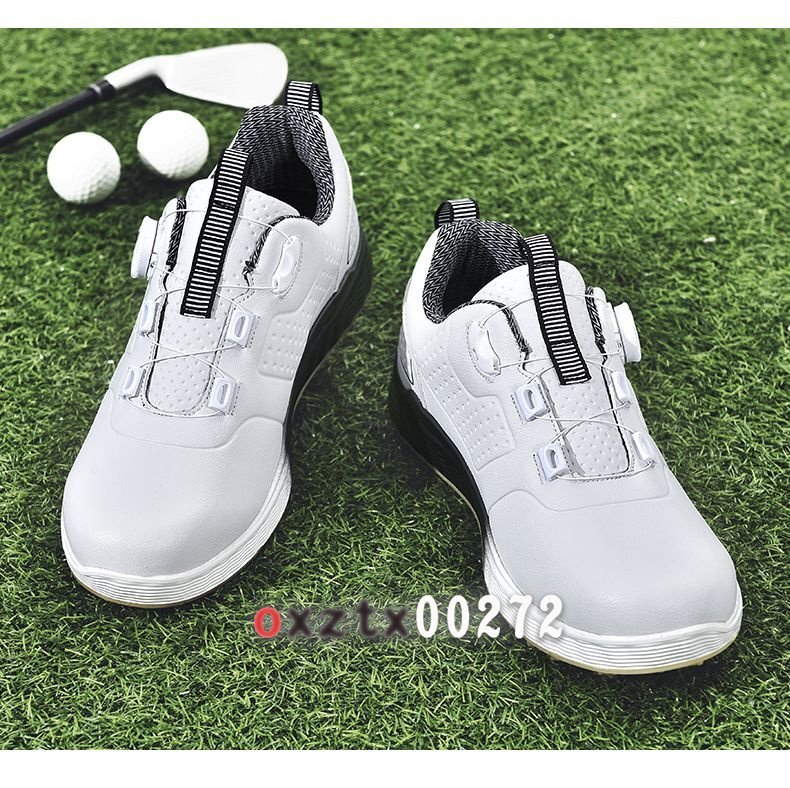  туфли для гольфа мужской натуральная кожа водонепроницаемый автоматика вращение эластичный колодка гонки гвоздь нет предотвращение скольжения для мужчин и женщин туфли для гольфа 