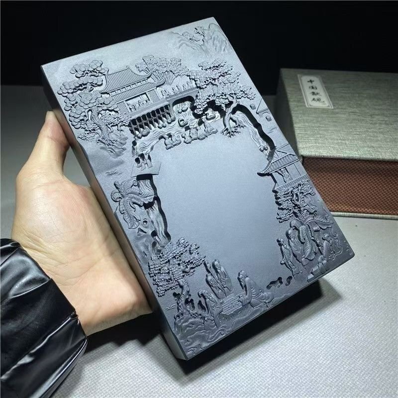 硯 中国無形文化遺産端硯天然老坑原石彫刻歙硯黒竜尾コレクション書道絵画文房四宝_画像2