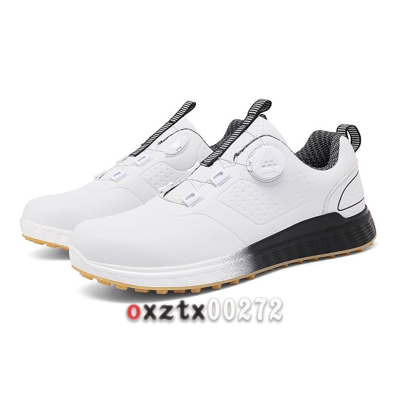  туфли для гольфа мужской натуральная кожа водонепроницаемый автоматика вращение эластичный колодка гонки гвоздь нет предотвращение скольжения для мужчин и женщин туфли для гольфа 