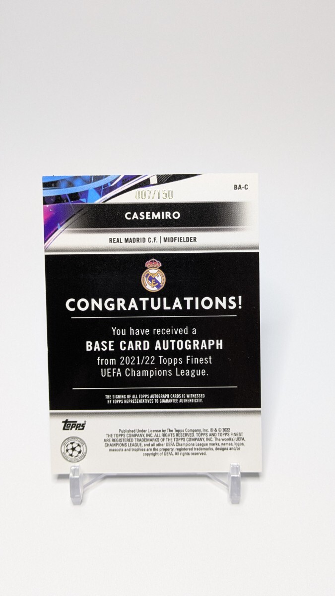 カゼミロ TOPPS FINEST UEFA CHAMPIONS LEAGUE Casemiro Base Card auto 直筆サイン Soccer_画像2
