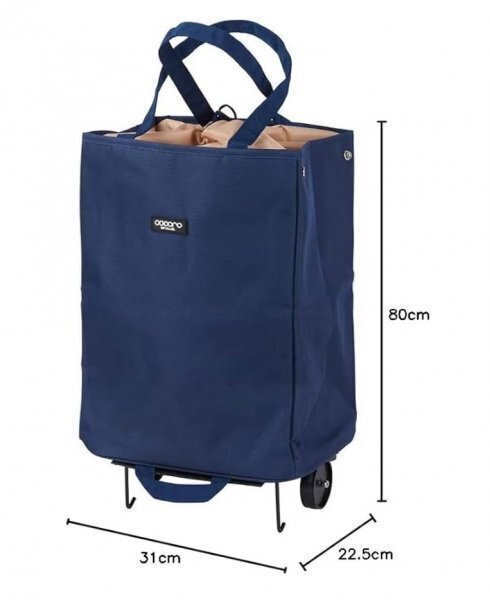ZB446-1 ② cocoro ココロ ハンディートートカート たためるハンディトートカート 買い物バッグ 保冷 旅行に便利 ユーズド 4500円_画像2