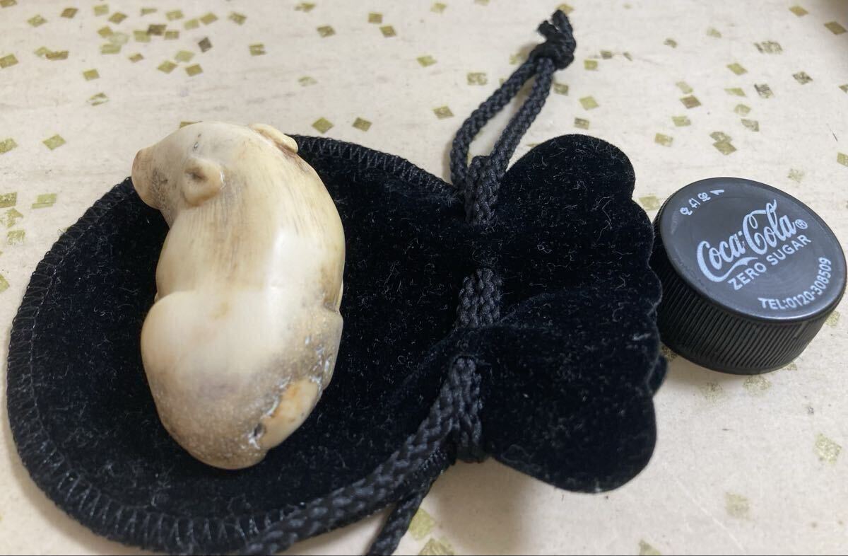 [ старый netsuke ].( нет .| олень угол )