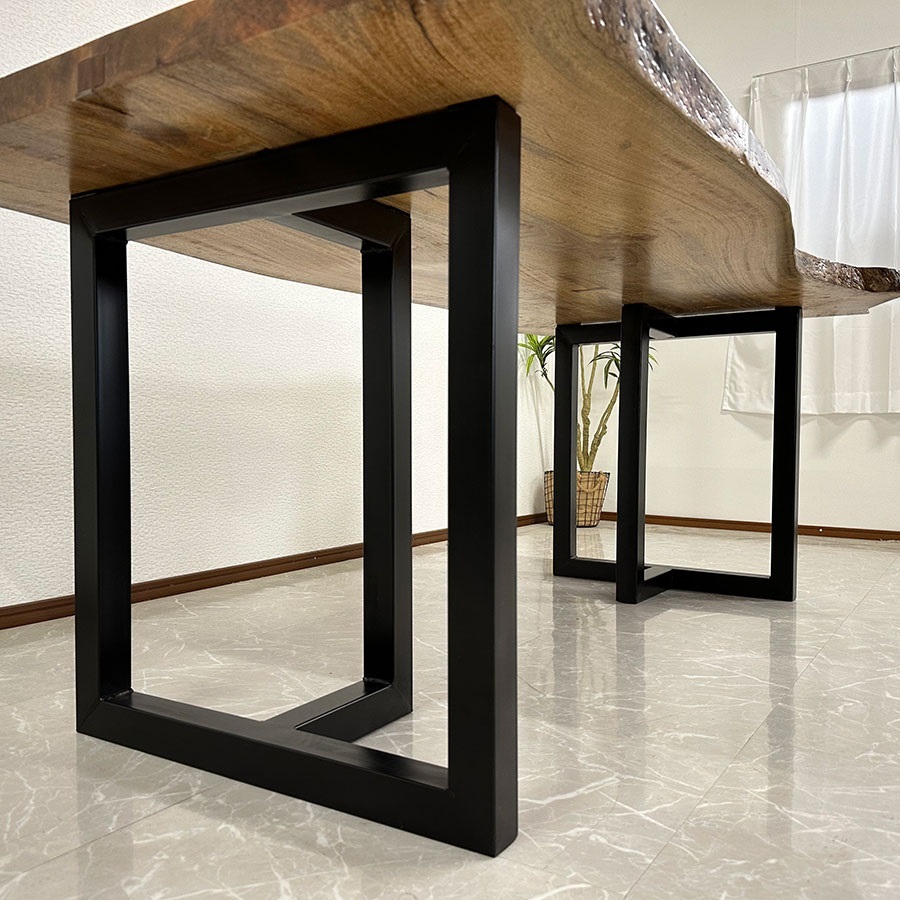 アウトレット 一枚板用脚 テーブル脚 ブラック 座卓可能 2本セット 高さ66.5cm 5cm角 DIY フェルト付き 3060II 71120A_画像2