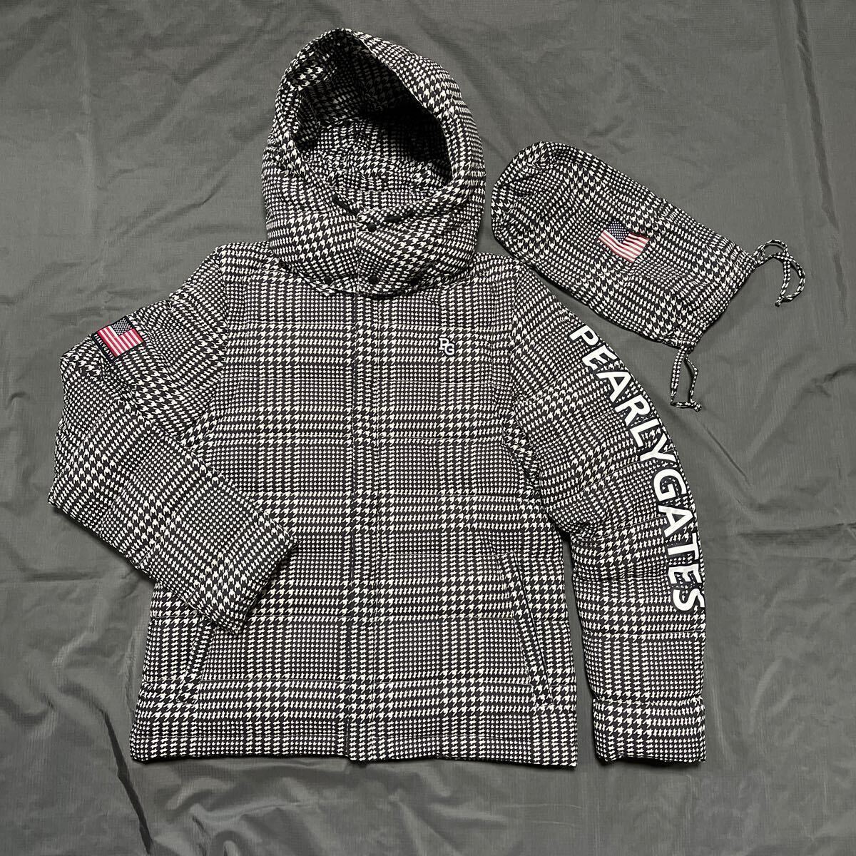 美品正規品　パーリーゲイツ　サイズ4 超軽量　高品質　ダウンジャケット　グレンチェック　ベストにも　真冬に　男女兼用　送料無料_画像2