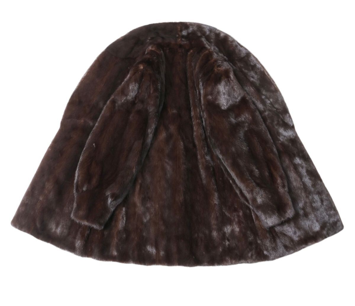 GS4639◇サガミンク 銀サガ ショールカラー ダークミンク ファーコート ミドル丈 サイズ9 毛皮コート ダークブラウン系_画像3