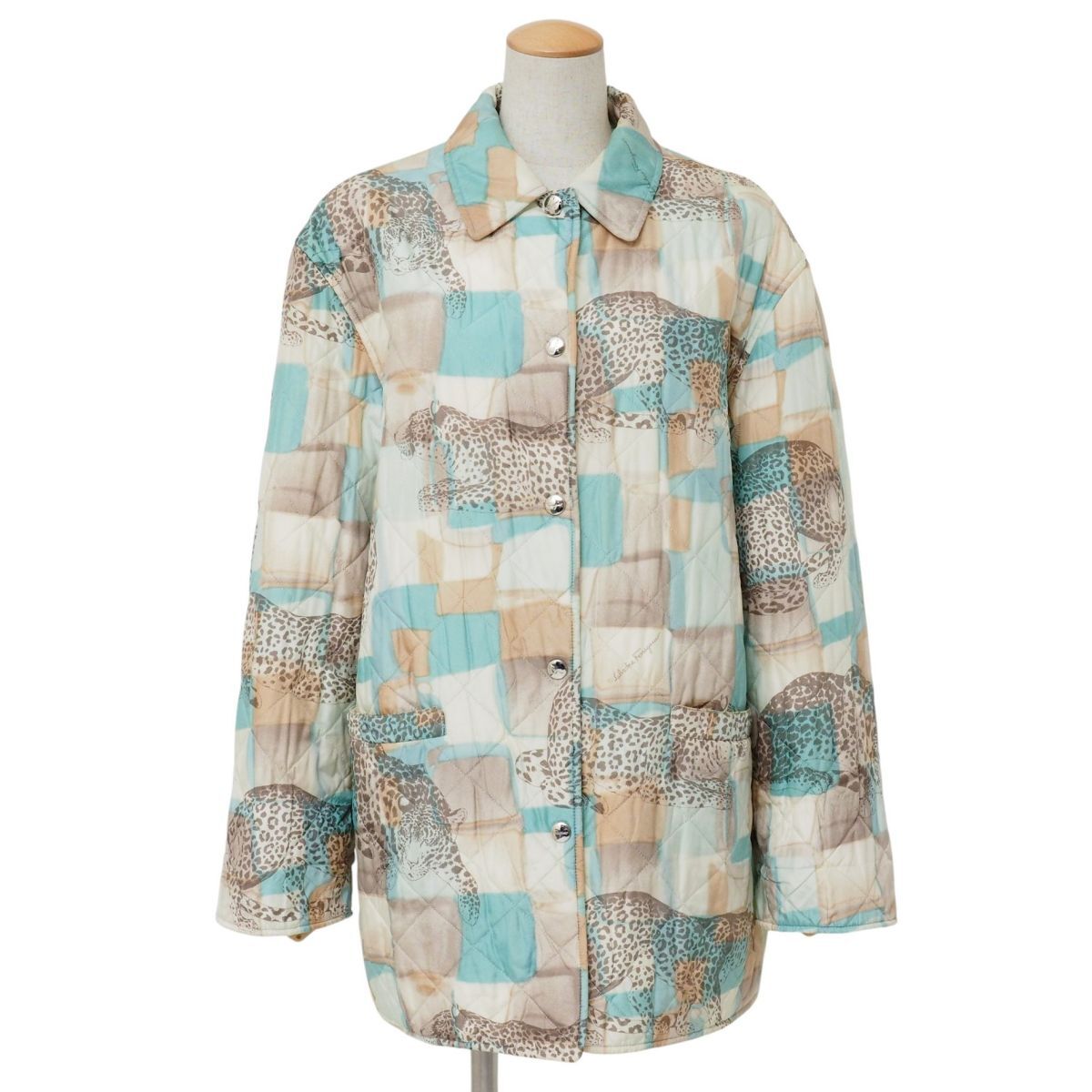 MI3459* Salvatore Ferragamo Salvatore Ferragamo общий рисунок стеганная куртка с хлопком полупальто шелк животное рисунок M