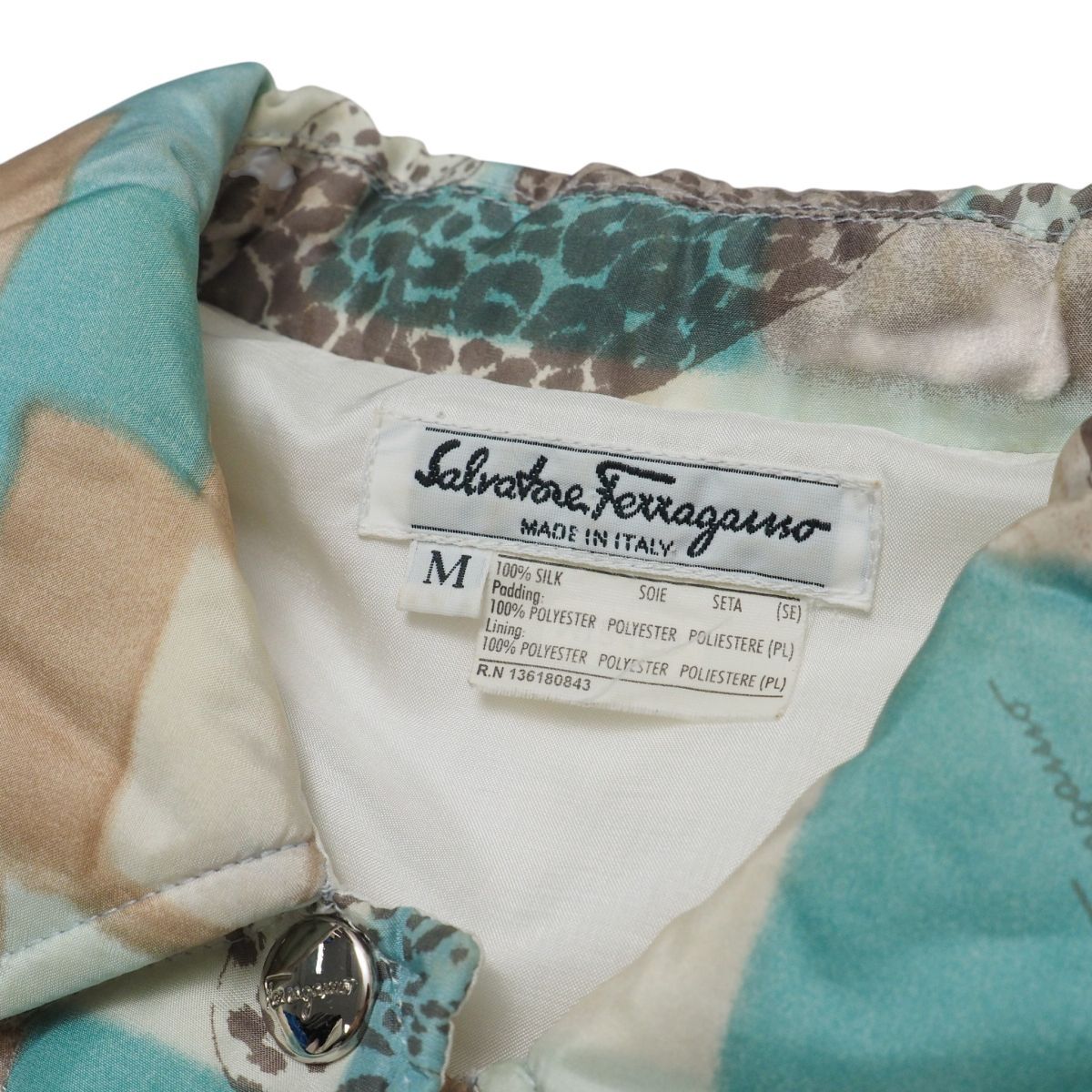 MI3459* Salvatore Ferragamo Salvatore Ferragamo общий рисунок стеганная куртка с хлопком полупальто шелк животное рисунок M