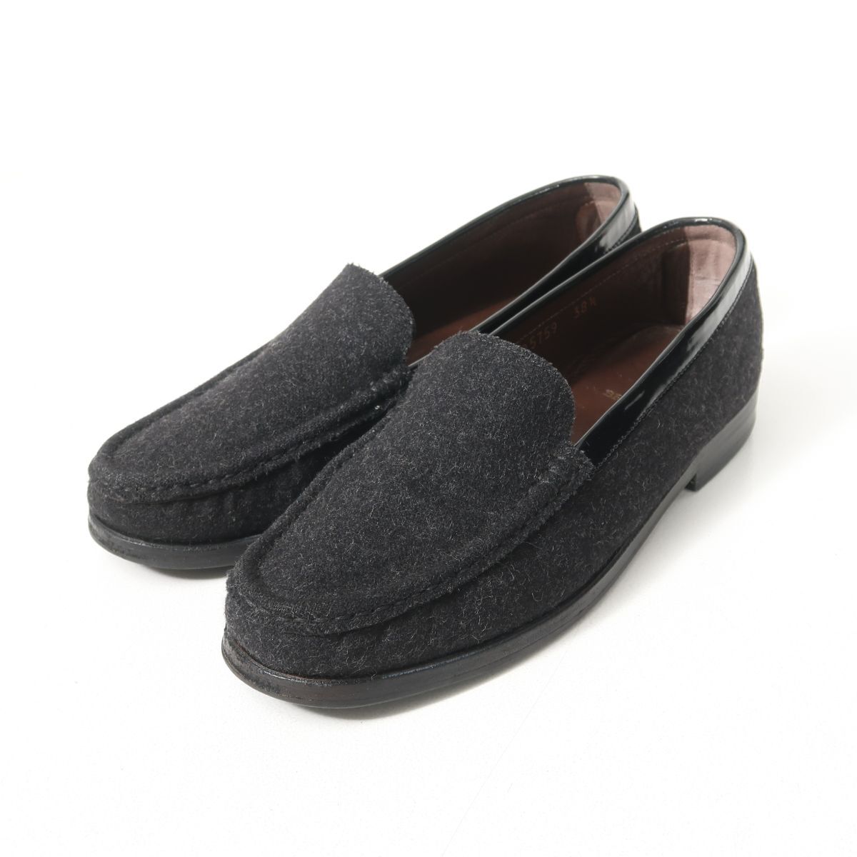 GS3280^ Италия производства Bruno Magli Bruno Magli размер 38.5/ примерно 24.5cm соответствует фетр ×pa палатка кожа Loafer low каблук туфли без застежки обувь 