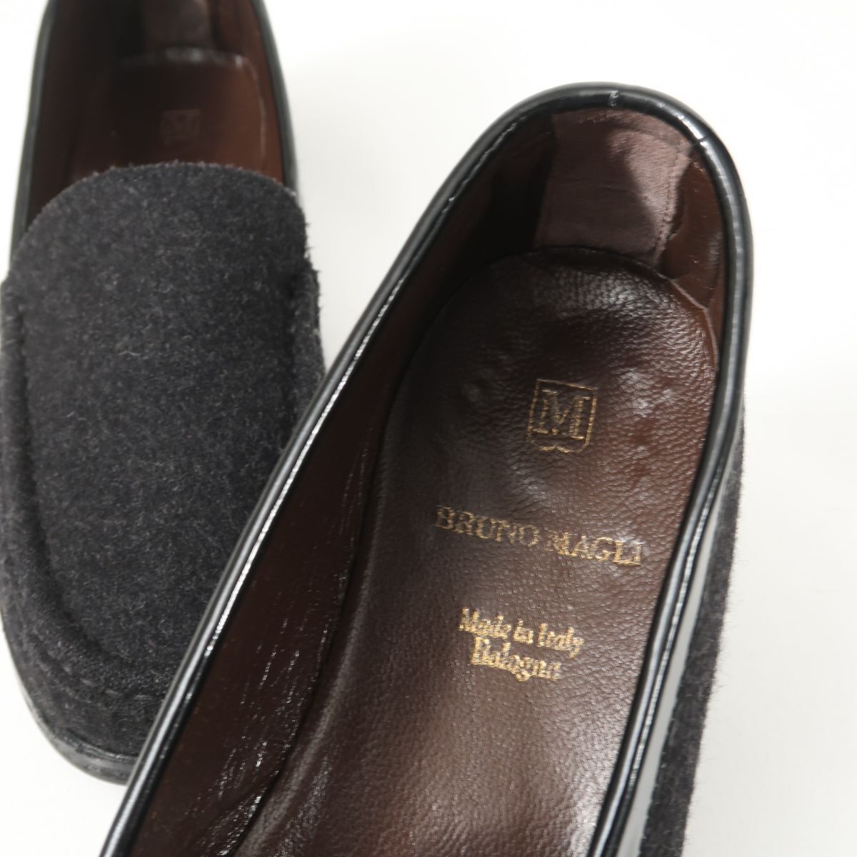 GS3280^ Италия производства Bruno Magli Bruno Magli размер 38.5/ примерно 24.5cm соответствует фетр ×pa палатка кожа Loafer low каблук туфли без застежки обувь 