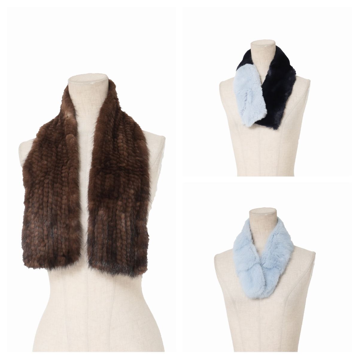 GS0009▲3点セット LANVIN COLLECTION/ランバン コレクション 含む ミンクファー レッキスラビットファー ティペット ショール 本毛皮_画像1