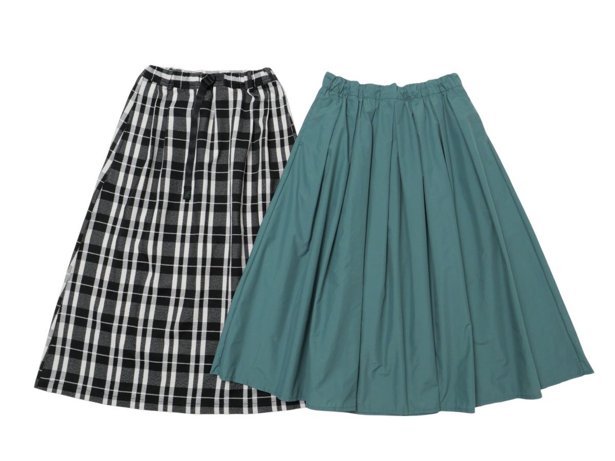 MI2682▲2点セット HELLY HANSE ヘリーハンセン GRAMICCI×BEAMS BOY/グラミチ×ビームスボーイ ロング フレアスカート チェック柄 WL/F_画像1