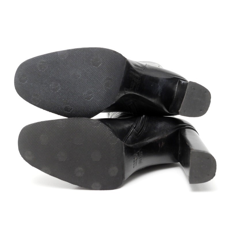 GS4123*イタリア製 GUCCI グッチ Size 36.5C ダブルG GGロゴ インターロッキング レザーロングブーツ サイドジップ 靴 ブラック_画像7