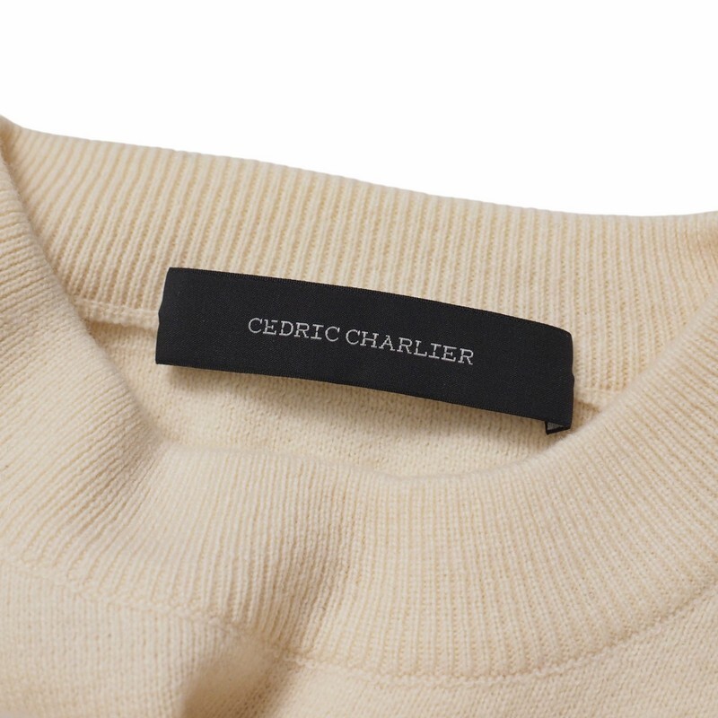 MI3119〇イタリア製*セドリック シャルリエ CEDRIC CHARLIER*ウール100％*前後差裾*ニット*セーター*サイズI38*クリーム系_画像3