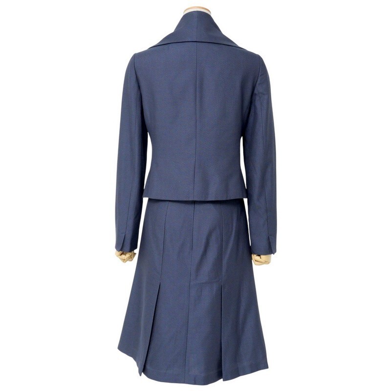 MI2768#レリアン*Leilian*セットアップスーツ*シルク混*シングル1ボタンジャケット+タイトスカート*フォーマル*ネイビー系*サイズ9_画像2