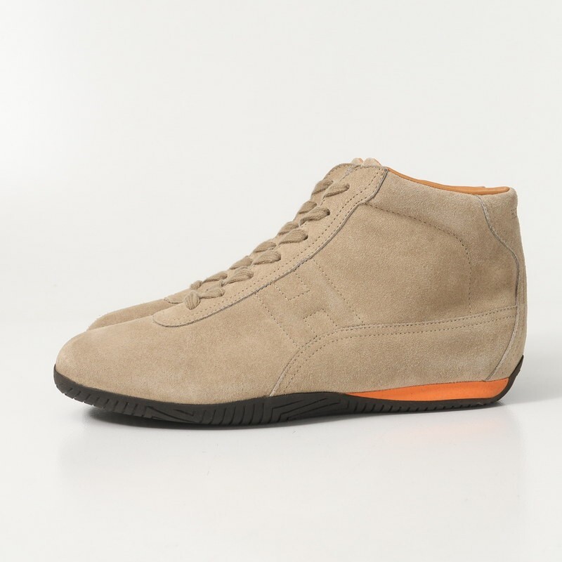 MI2714▼イタリア製*エルメス/HERMES*Hロゴ スエードレザー ハイカット レースアップ スニーカー 39.5(25.5cm相当) 靴 ベージュ系_画像2