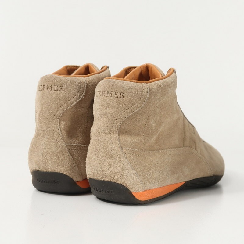 MI2714▼イタリア製*エルメス/HERMES*Hロゴ スエードレザー ハイカット レースアップ スニーカー 39.5(25.5cm相当) 靴 ベージュ系_画像3