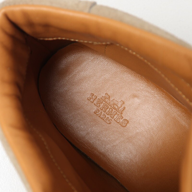 MI2714▼イタリア製*エルメス/HERMES*Hロゴ スエードレザー ハイカット レースアップ スニーカー 39.5(25.5cm相当) 靴 ベージュ系_画像8