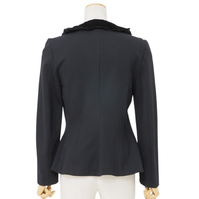 MI3445#イタリア製*アルマーニコレッツィオーニ*ARMANI*長袖ジャケット*フリル襟*ブラック系*サイズ42_画像2
