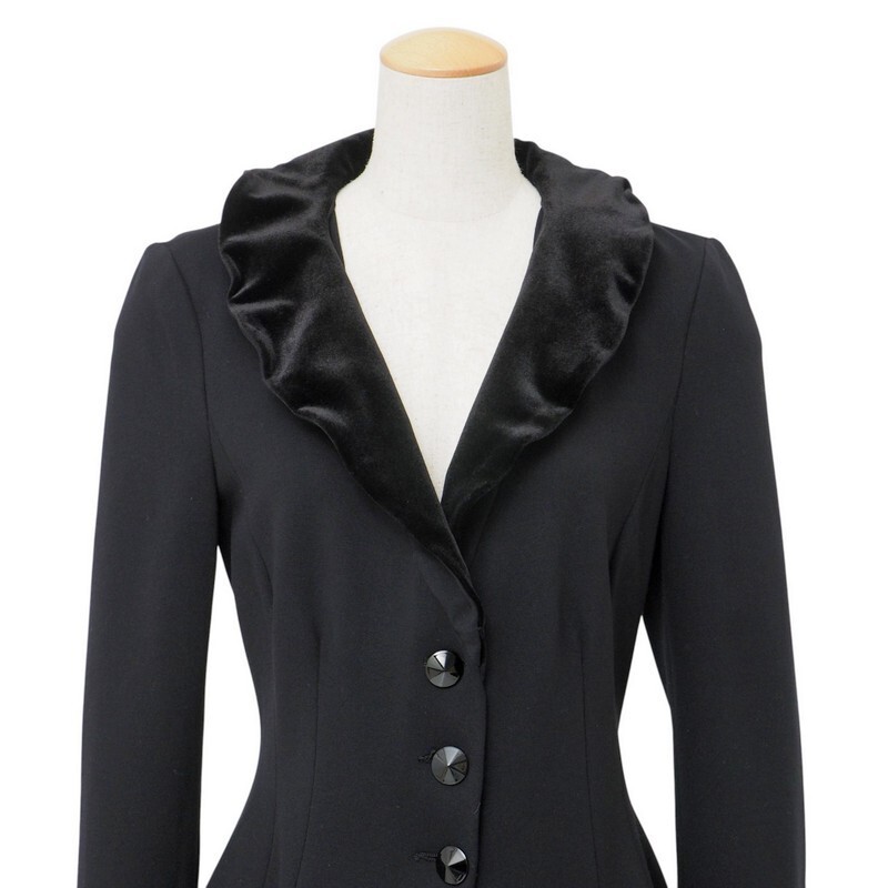 MI3445#イタリア製*アルマーニコレッツィオーニ*ARMANI*長袖ジャケット*フリル襟*ブラック系*サイズ42_画像3