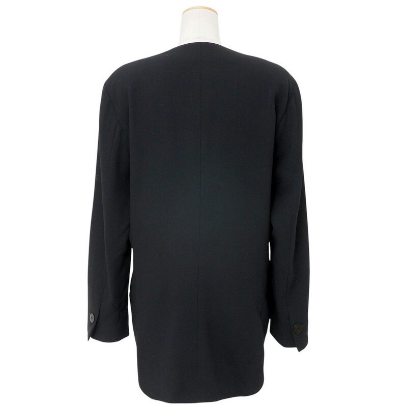 MI3308#イタリア製*ジョルジオアルマーニ*GIORGIO ARMANI*ノーカラージャケット*長袖*ミディ丈*ブラック系*サイズ42_画像2
