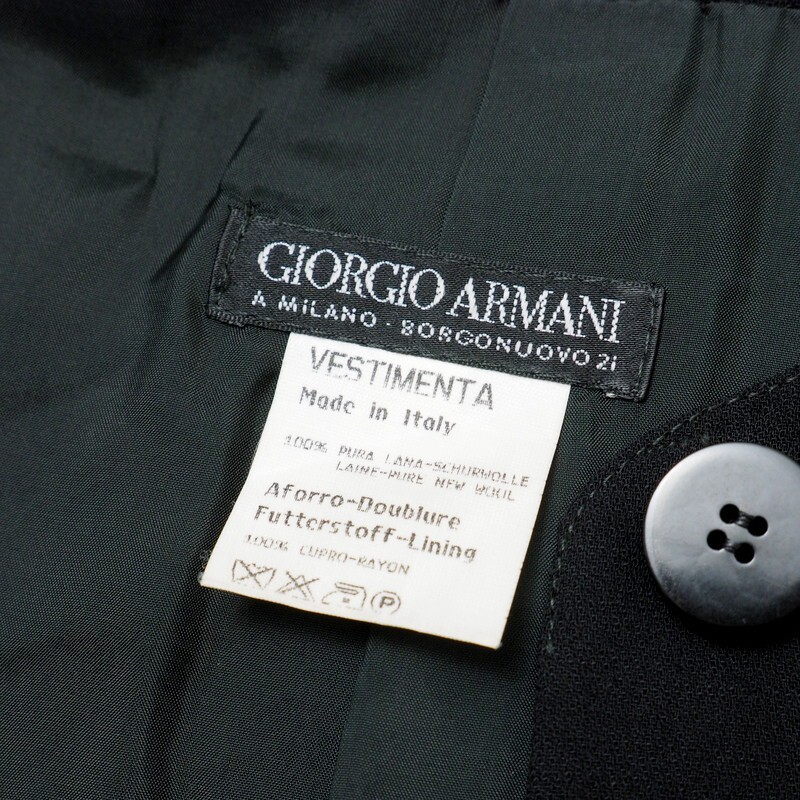 MI3308#イタリア製*ジョルジオアルマーニ*GIORGIO ARMANI*ノーカラージャケット*長袖*ミディ丈*ブラック系*サイズ42_画像7