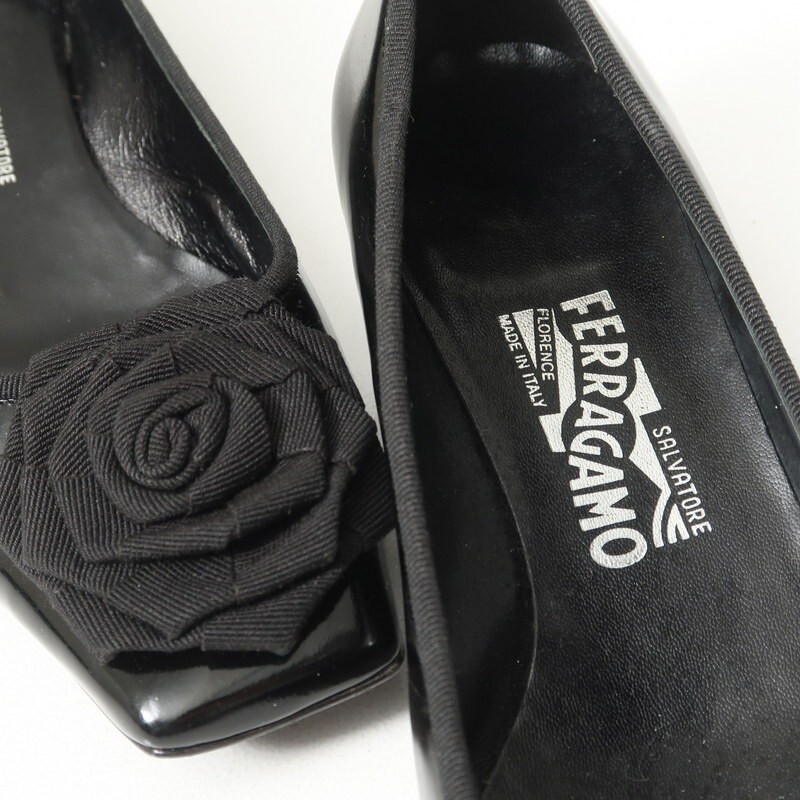 MI34300 Италия производства * Salvatore Ferragamo *pa палатка кожа * цветок узор оборудование орнамент * туфли-лодочки *8D(25cm соответствует )* обувь * черный 