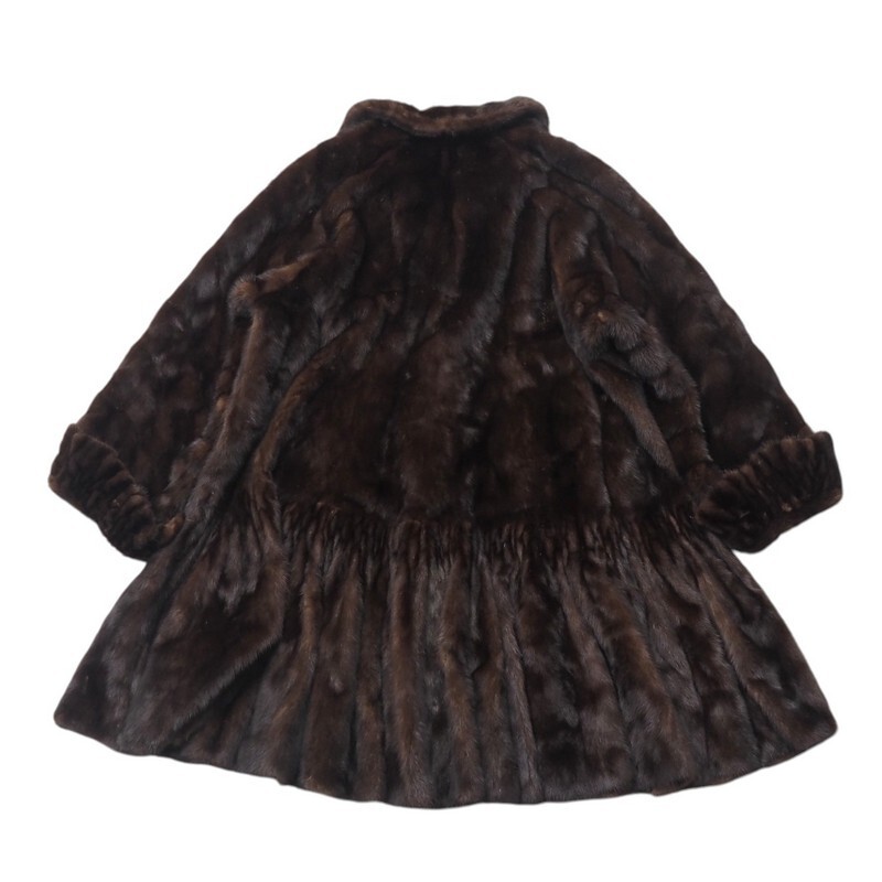 MI3368* двусторонний FOXEY Foxey норка flair меховое пальто A линия длинный длина замша кожа пальто чай M~L соответствует длина одежды : примерно 103cm