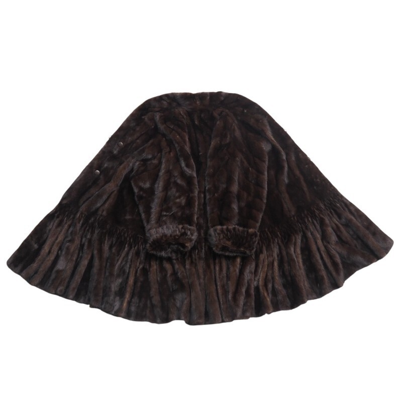 MI3368* двусторонний FOXEY Foxey норка flair меховое пальто A линия длинный длина замша кожа пальто чай M~L соответствует длина одежды : примерно 103cm