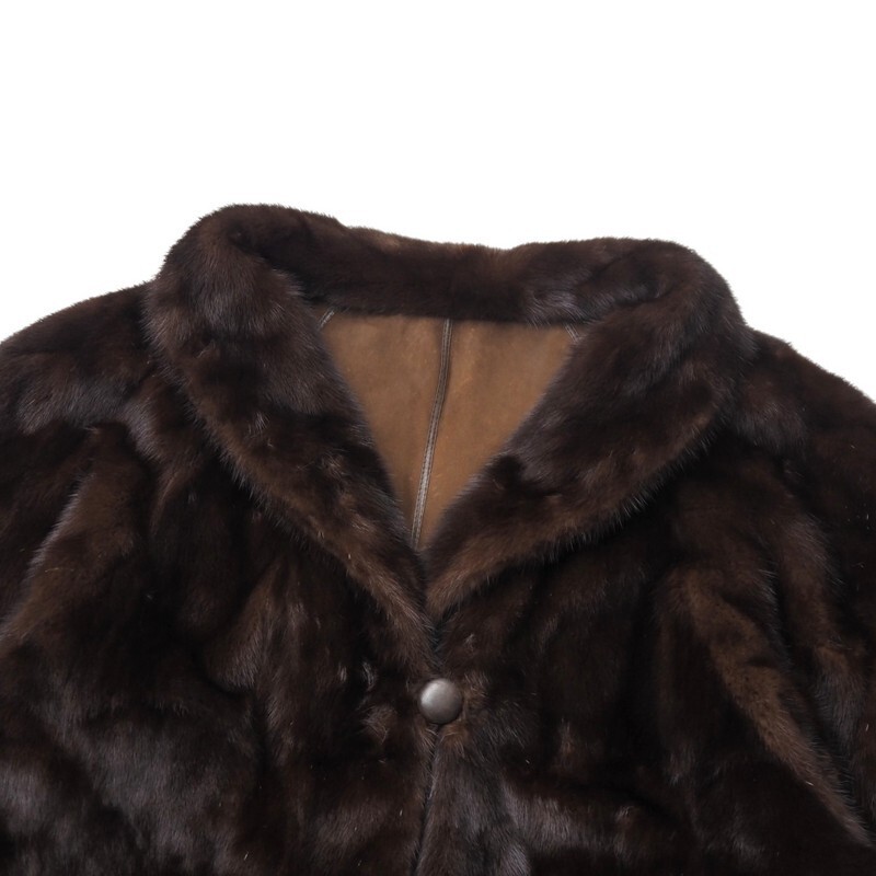 MI3368* двусторонний FOXEY Foxey норка flair меховое пальто A линия длинный длина замша кожа пальто чай M~L соответствует длина одежды : примерно 103cm