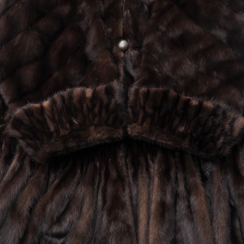 MI3368* двусторонний FOXEY Foxey норка flair меховое пальто A линия длинный длина замша кожа пальто чай M~L соответствует длина одежды : примерно 103cm