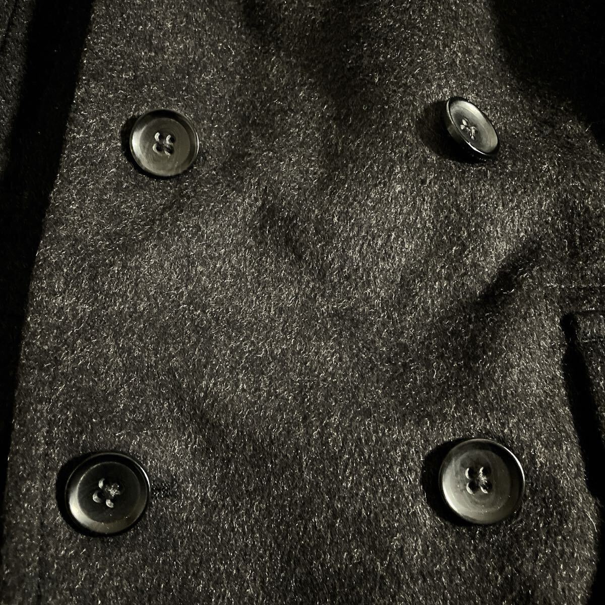 【極美品】米発の高品質カジュアルを感じる一着 BANANA REPUBLIC バナナリパブリック Pコート チャコール 黒 メンズ Lサイズ 上質メルトン_画像5