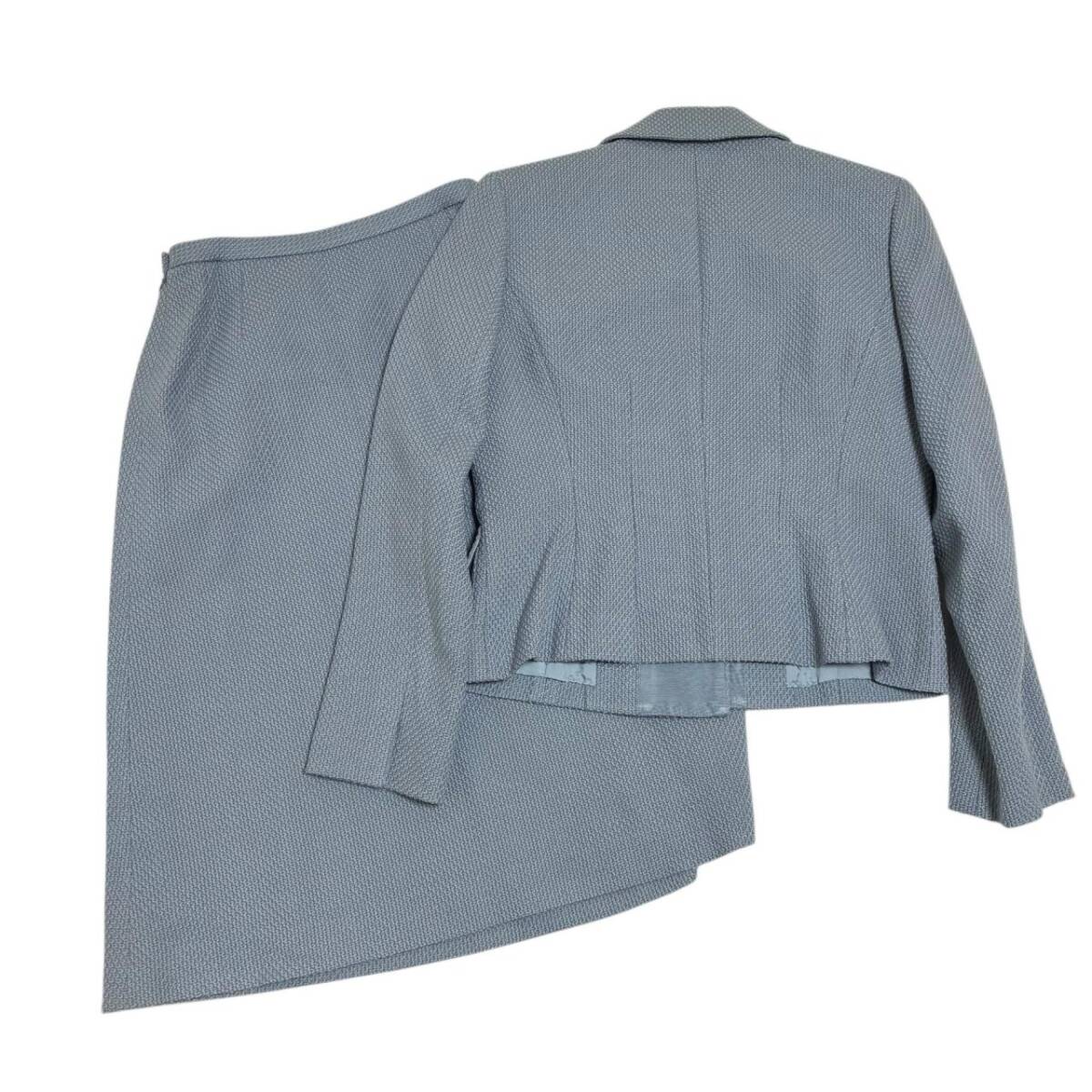 Leilian レリアン ツイード セットアップ ブルー系 スーツ_画像2