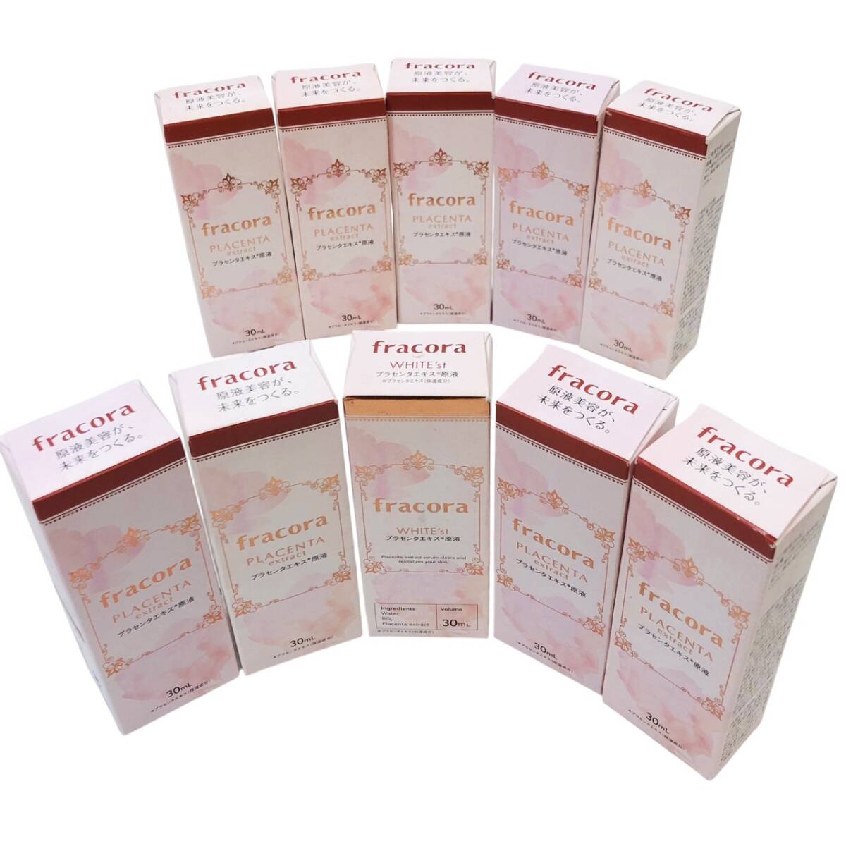 【未開封】協和 フラコラ Fracora プラセンタエキス 原液 30mL 美容液 10本セット PLACENTA extract×9本、WHITE’st×1本 基礎化粧品_画像1