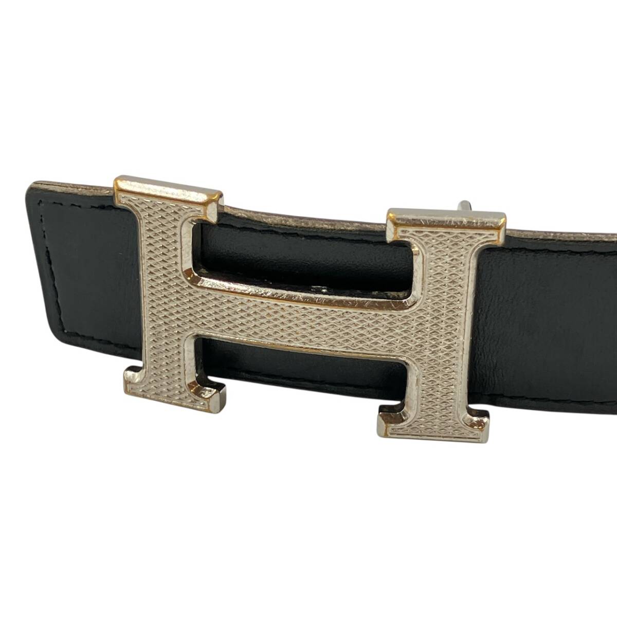 エルメス ギロッシュ コンスタンスベルト Hバングル □J刻印 2006年製 ブラック×ブラウン 80_画像4